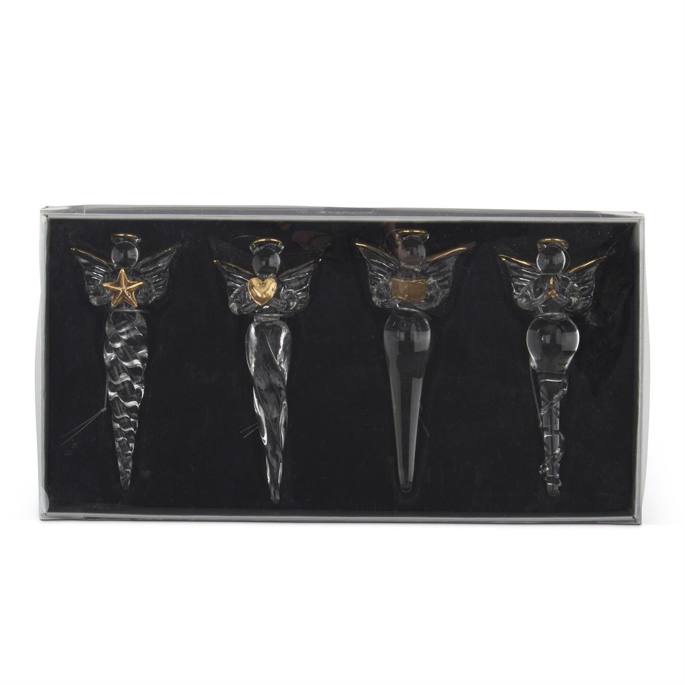 Glass Angel Icicle Ornaments Gift Box of 4