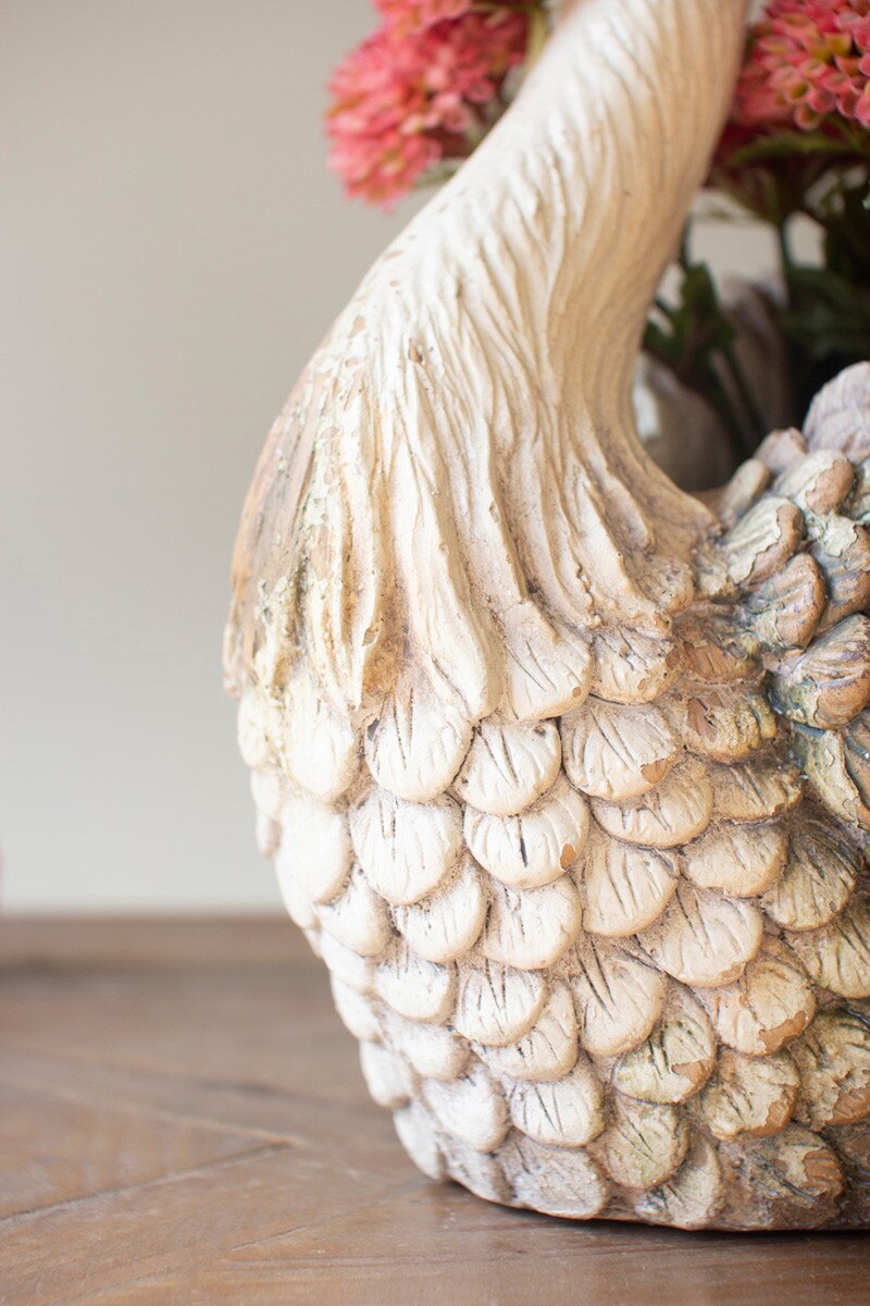 Faux Concrete Swan Planter