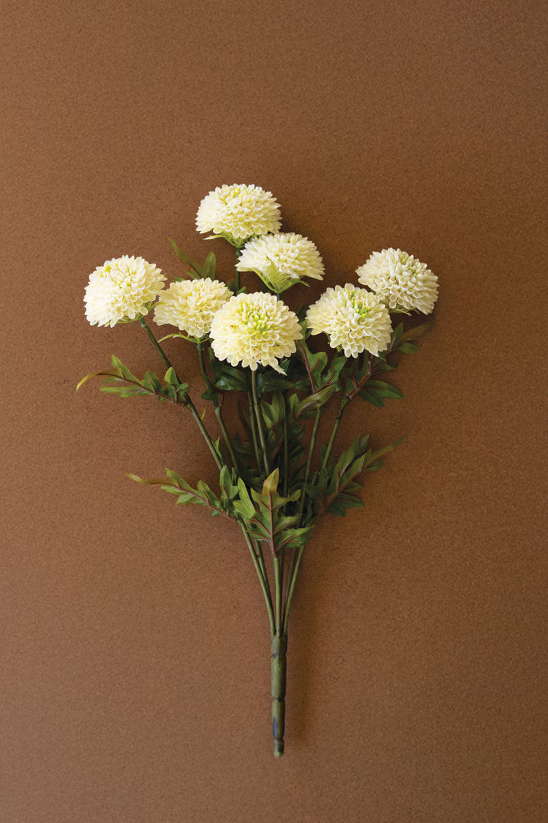 Artificial White Ball Dahlias | 7 Blooms