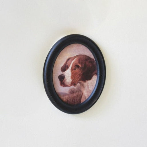 Framed Oval Dog Artwork under Glass