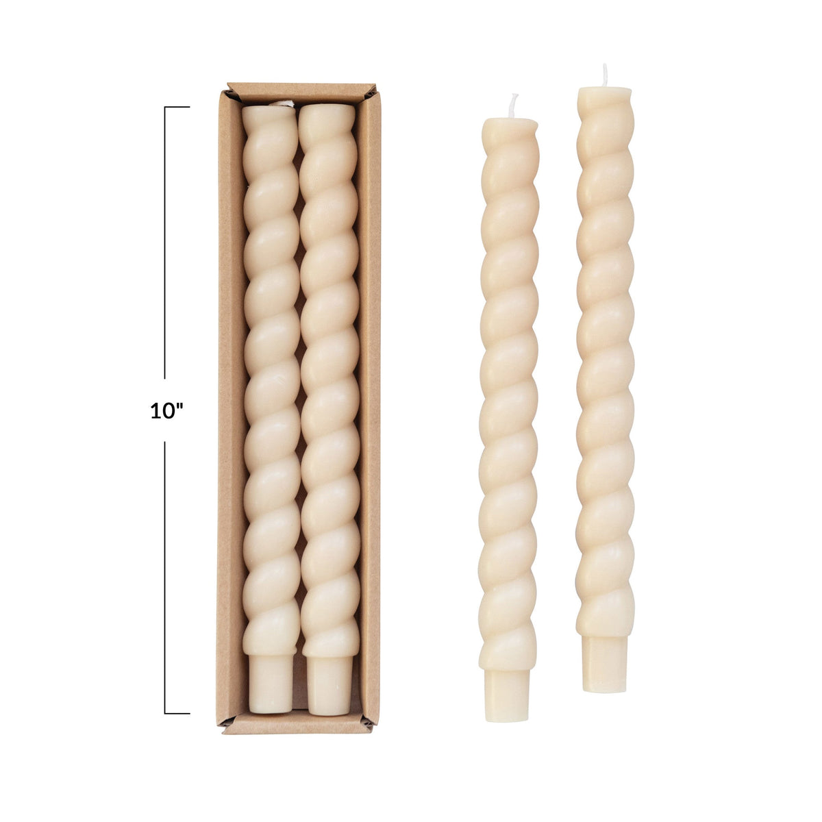 Pair of Unscented Twisted Taper Candles | Cream