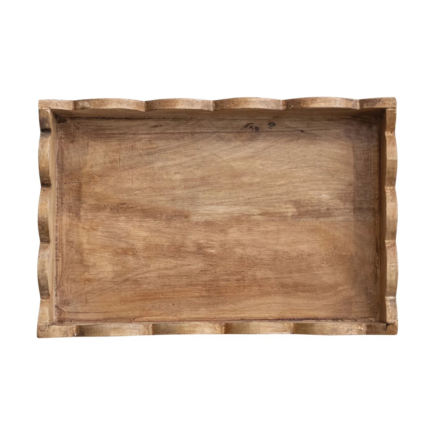 Mango Wood Tray with Scalloped Edge