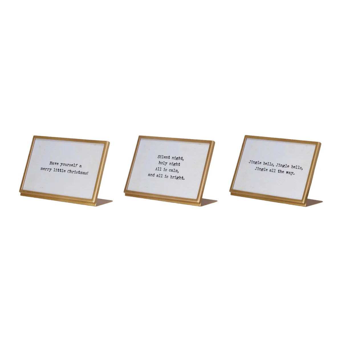 Gold Metal Frame with Glass Holiday Saying