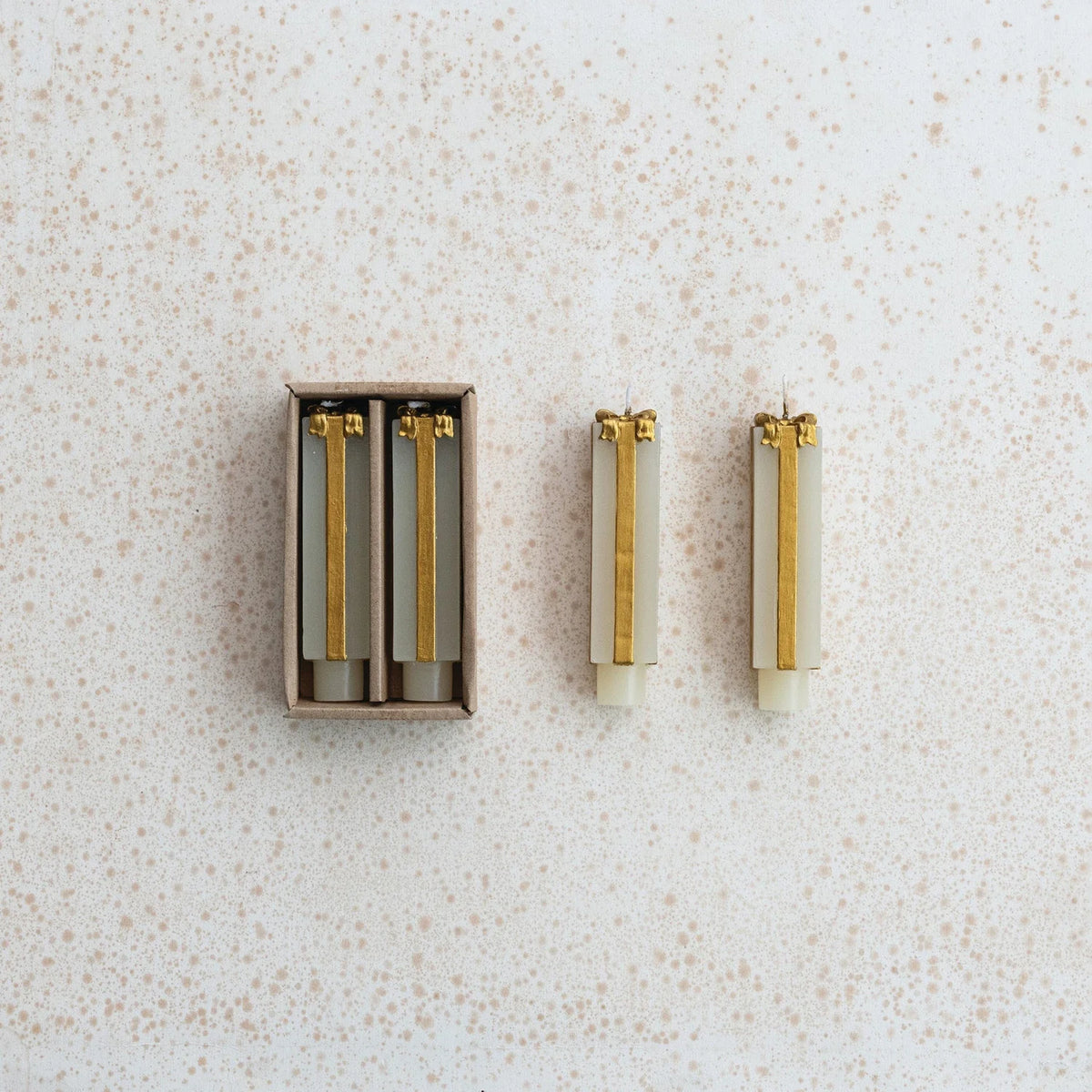 Gold Gift Shape Taper Candles