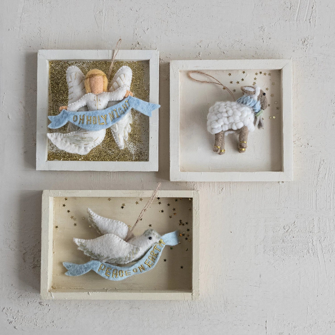 Handmade Wool Felt Sheep Ornament with Scarf