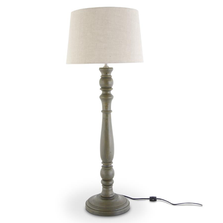 Mango Wood Lamp & Cream Shade | Olive Hue