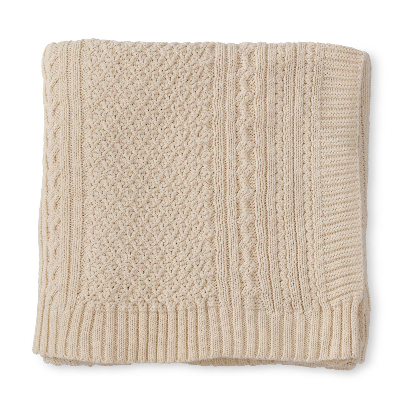 Natural Cream Cable Knit Cottom Throw Blanket