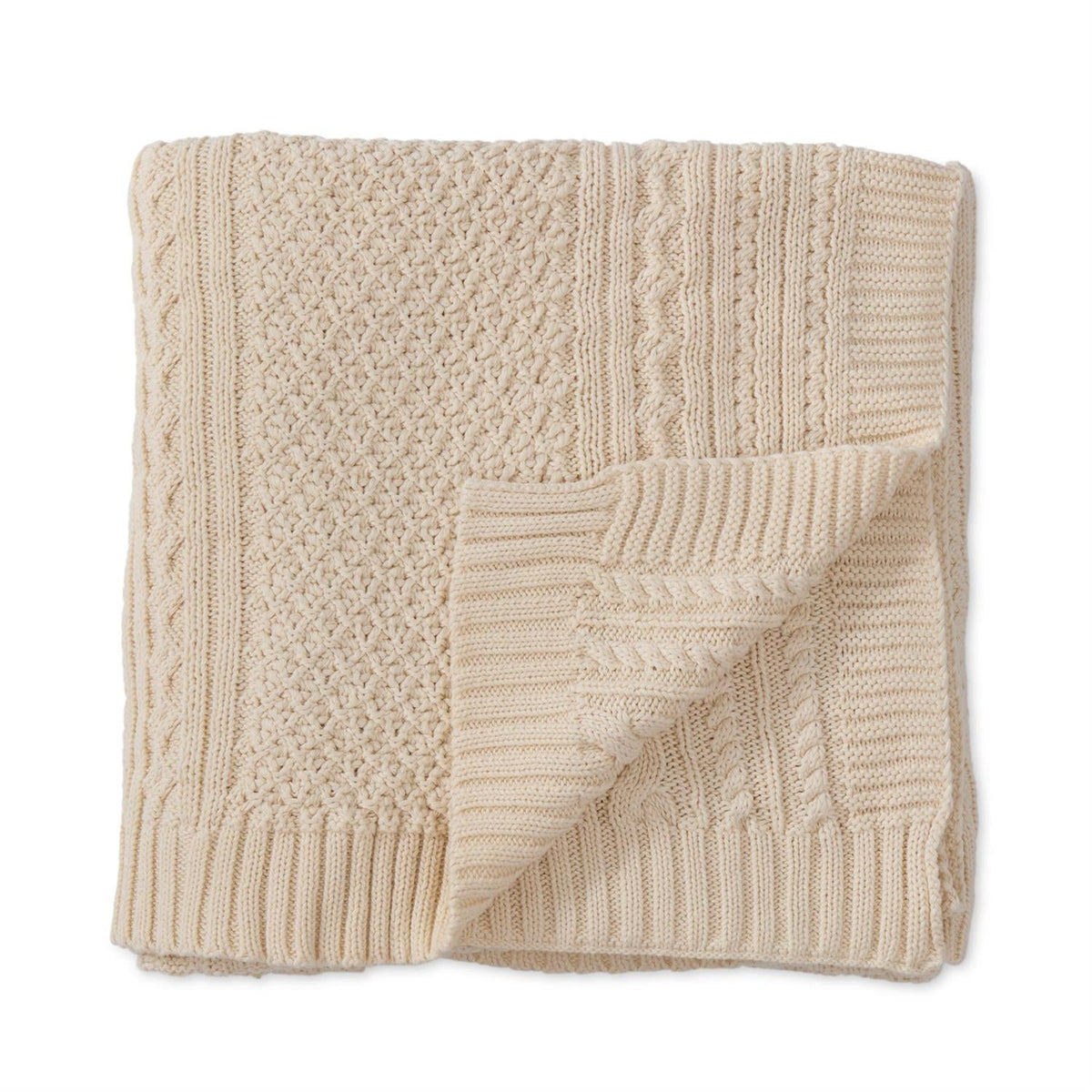 Natural Cream Cable Knit Cottom Throw Blanket