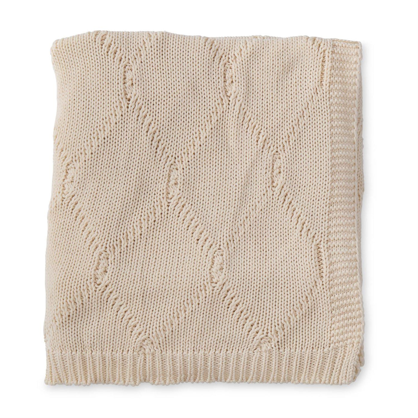 Cream Diamond Knit Throw Blanket