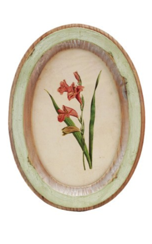 Framed Glass Wall Decor with Flower Design | Distressed Wood