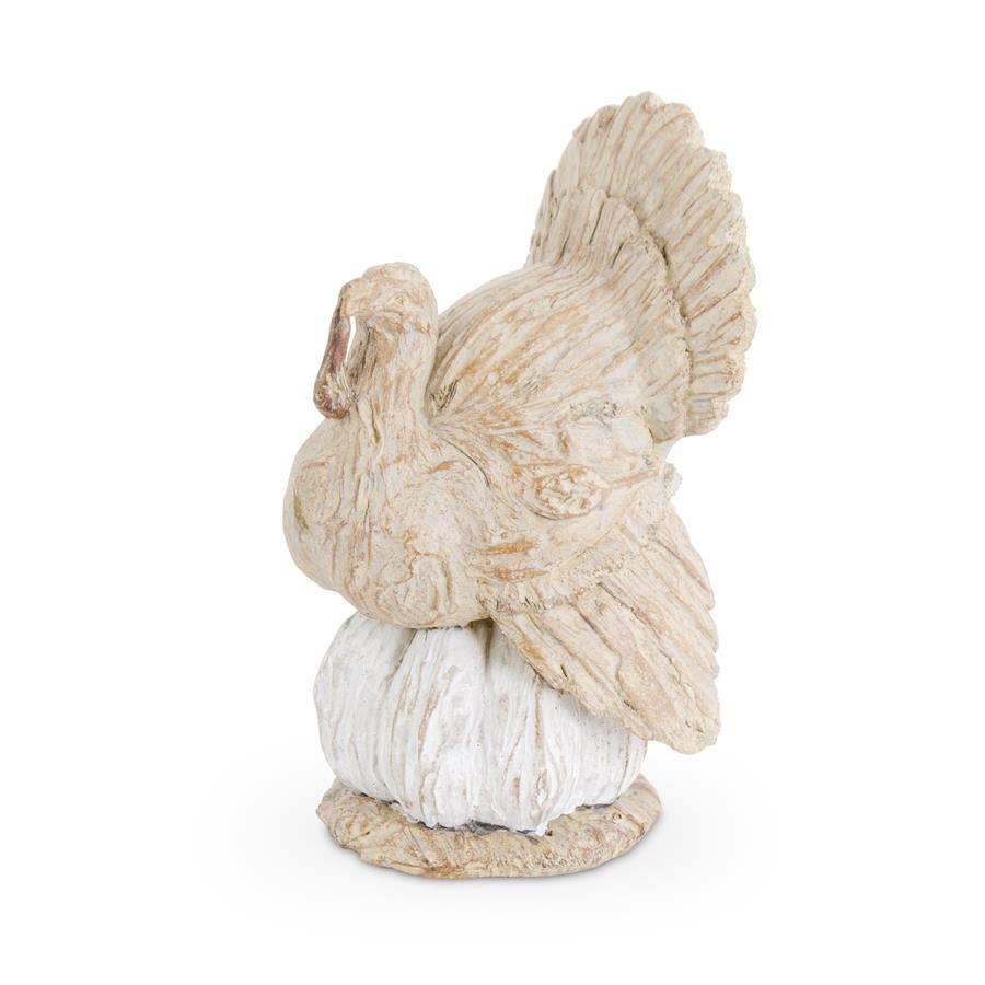 Cream Distressed Turkey on White Pumpkin