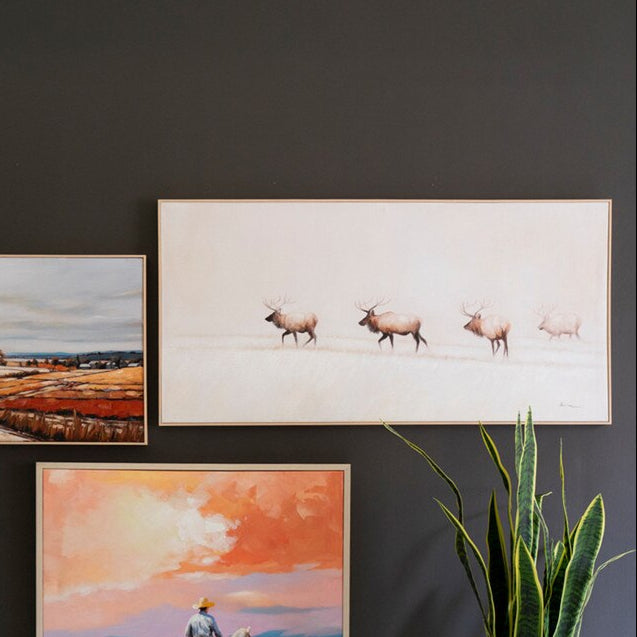 Framed Elk Painting