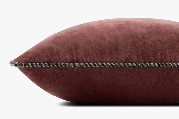 Liza Wine Velvet Square Pillow by Loloi
