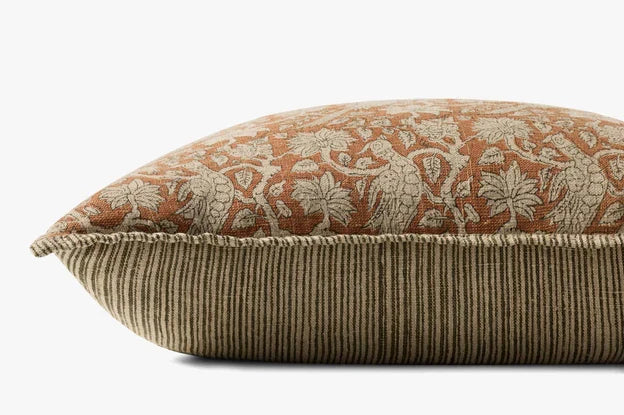 Linen Rust Floral Pillow by Loloi