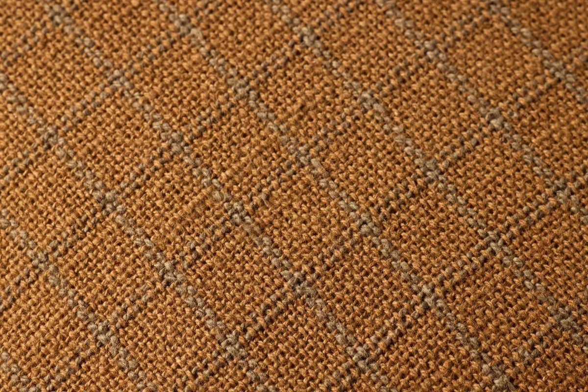 Dinah Grid Clay Ruffle edge Lumbar Pillow by Loloi
