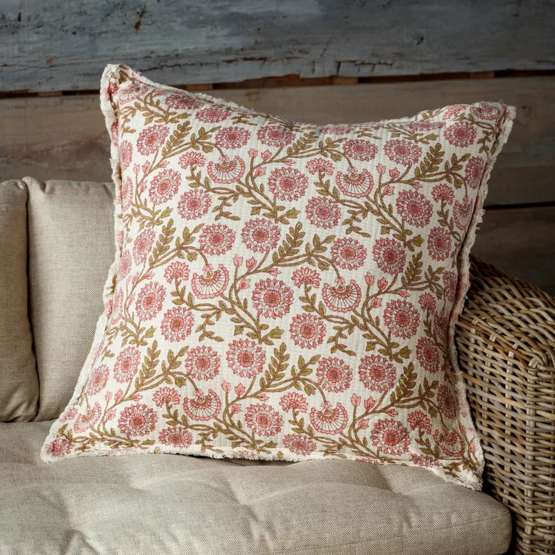 Clematis Botanical Print Pillow 26"
