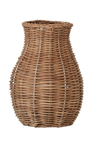 Hand-Woven Rattan Vase with Removable Glass Insert