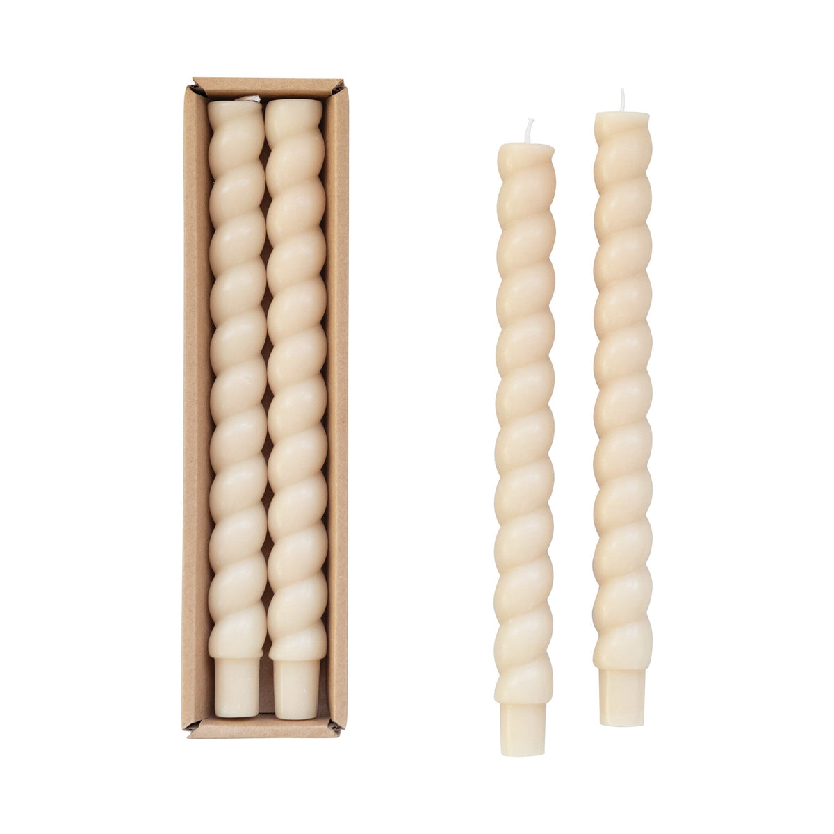 Pair of Unscented Twisted Taper Candles | Cream