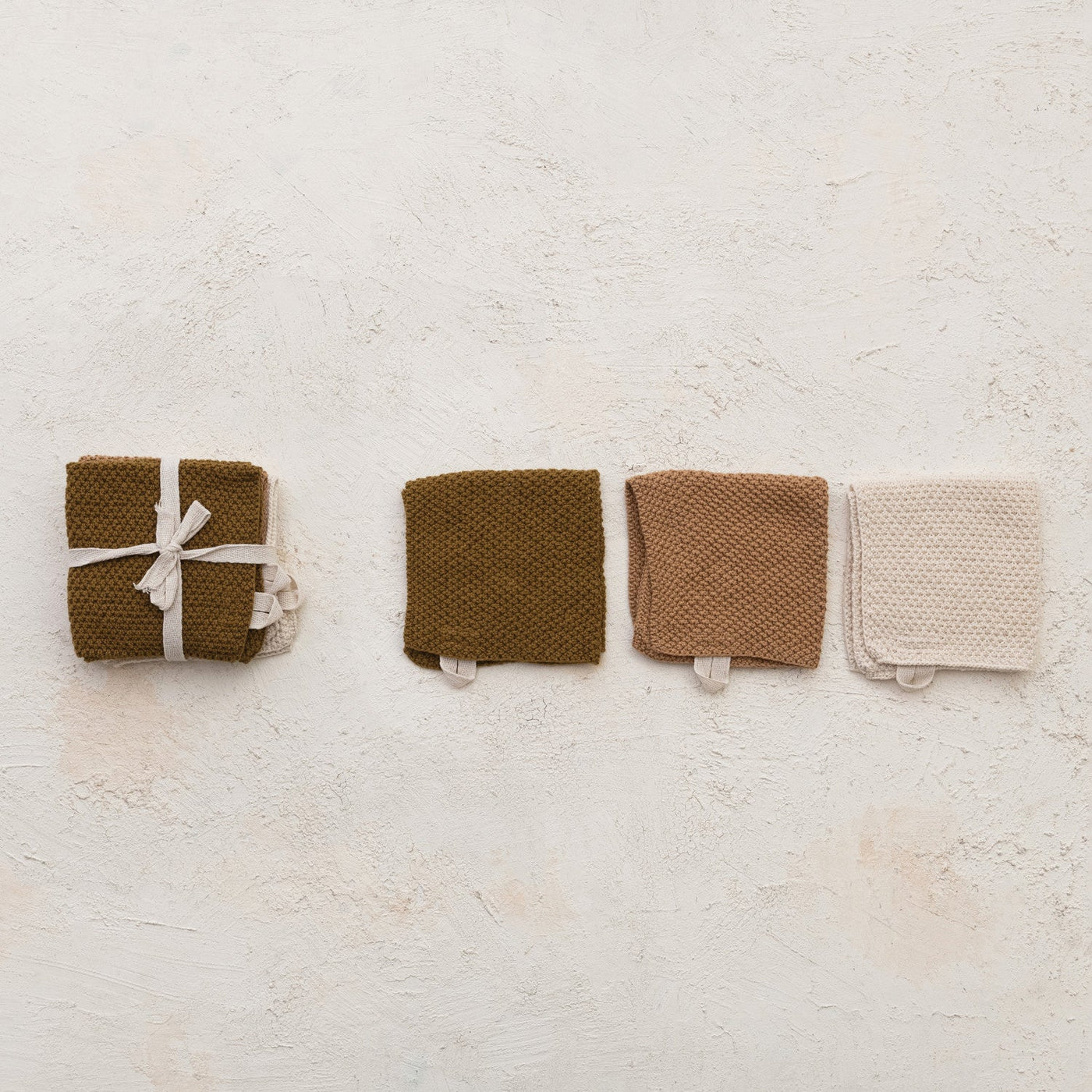 Cotton Knit Square Dish Cloths | Set of 3 Colors