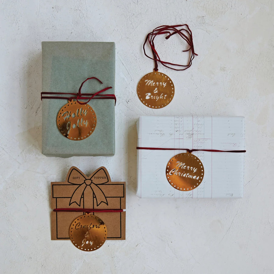 Metal Gift Topper w/ Holiday Saying