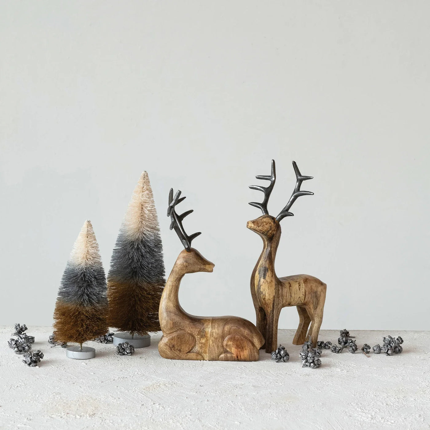Mango Wood Reindeer with Aluminum Antlers