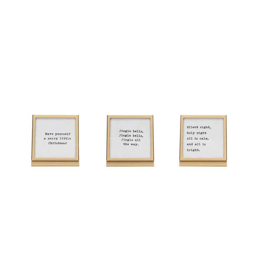 Gold metal Frame with Holiday saying