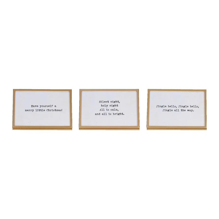 Gold Metal Frame with Glass Holiday Saying