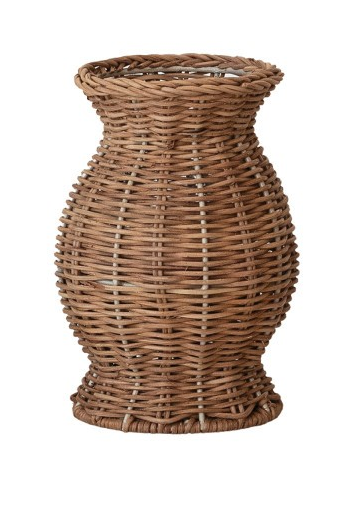 Hand-Woven Rattan Vase with Removable Glass Insert